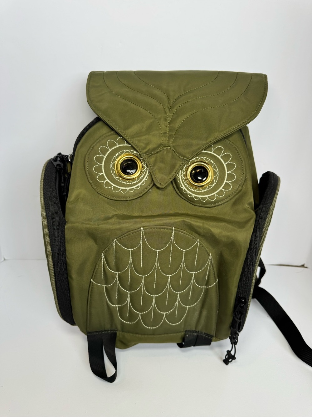 Benbread Designs Olive Green 3D Owl Classic Backpack